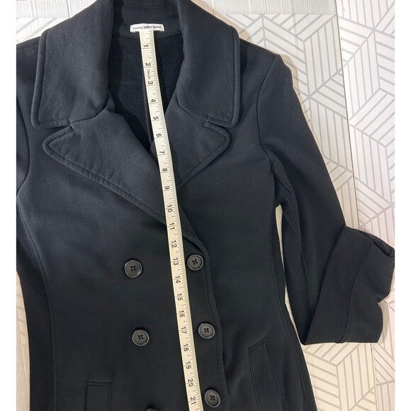 James Perse Size 3 M L Black 100% Cotton Double Breasted Pea Coat Jacket EUC g - Picture 6 of 11